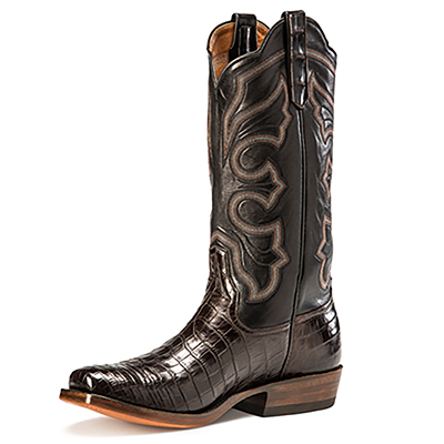 RIOS BOOTS | 13" CHOCOLATE BELLY CROCODILE & BLACK CALF R9016