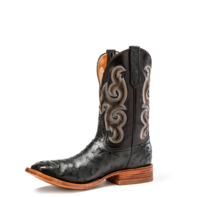 RIOS BOOTS | 11" BLACK FULL QUILL OSTRICH & BLACK CALF R9003