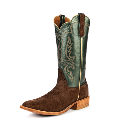 RIOS BOOTS | 13" GREEN VELVER LUSTER KIDSKIN & CAFE CARPINCHO R9029